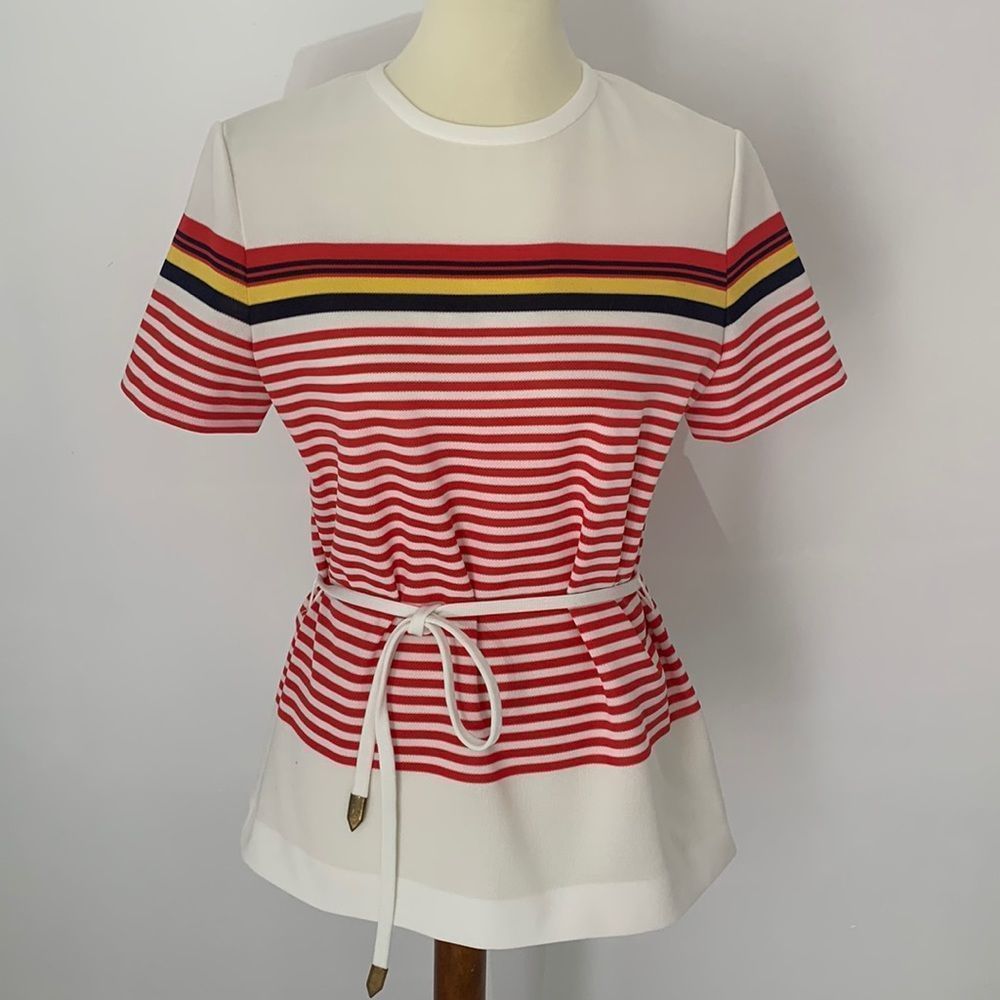 Vintage 1960s Striped Belted Top